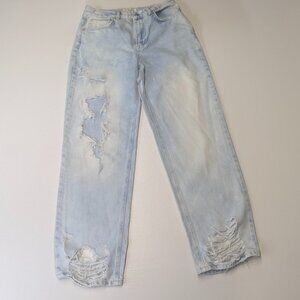 We The Free Size 26W Destroyed Wide Legged Light Blue Jeans